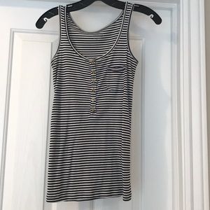 J.Crew navy and white tank w/brass buttons
